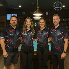 Load image into Gallery viewer, Black And Red 8 Ball Crown Billiard Shirt For Women Custom Pool Team Jersey Polo &amp; 1/4 Zip TDM5921