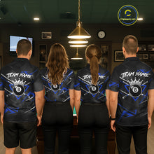 Load image into Gallery viewer, Black And Blue 8 Ball Crown Billiard Shirt For Women Custom Pool Team Jersey Polo &amp; 1/4 Zip TDM5922