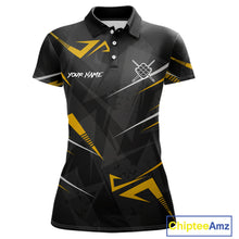 Load image into Gallery viewer, Yellow Black 9 Ball Crown Billiard Shirt For Women Custom Pool Team Jersey Polo &amp; 1/4 Zip TDM5923