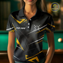 Load image into Gallery viewer, Yellow Black 9 Ball Crown Billiard Shirt For Women Custom Pool Team Jersey Polo &amp; 1/4 Zip TDM5923