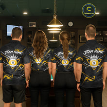 Load image into Gallery viewer, Yellow Black 9 Ball Crown Billiard Shirt For Women Custom Pool Team Jersey Polo &amp; 1/4 Zip TDM5923