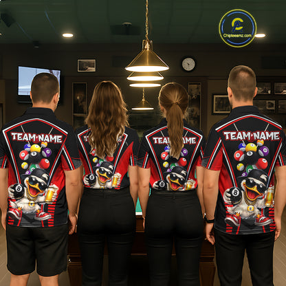Funny Duck 8 Ball Pool Billiard Shirt For Men Custom Billiard Team Jersey Polo & 1/4 Zip TDM6101