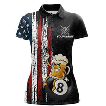 Load image into Gallery viewer, Funny Beer American Flag 8 Ball Billiard Shirt For Women Custom Pool Team Jersey Polo &amp; 1/4 Zip TDM5947