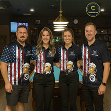 Load image into Gallery viewer, Funny Beer American Flag 8 Ball Billiard Shirt For Women Custom Pool Team Jersey Polo &amp; 1/4 Zip TDM5947