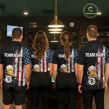 Load image into Gallery viewer, Funny Beer American Flag 8 Ball Billiard Shirt For Women Custom Pool Team Jersey Polo &amp; 1/4 Zip TDM5947