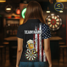Load image into Gallery viewer, Funny Beer American Flag Darts Shirt For Women Custom Patriotic Darts Jersey Team Polo &amp; 1/4 Zip TDM5949