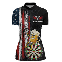 Load image into Gallery viewer, Funny Beer American Flag Darts Shirt For Women Custom Patriotic Darts Jersey Team Polo &amp; 1/4 Zip TDM5949