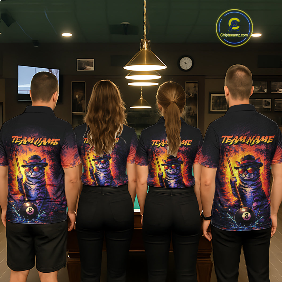 Personalized Vintage Funny Cat 8 Ball Billiard Shirt For Women, Pool Team Jersey Polo & 1/4 Zip TDM5751