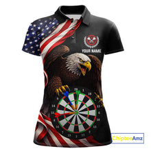 Load image into Gallery viewer, Personalized Eagle American Flag Darts Shirt For Women, Patriotic Darts Team Jersey Polo &amp; 1/4 Zip TDM6114