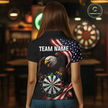 Load image into Gallery viewer, Personalized Eagle American Flag Darts Shirt For Women, Patriotic Darts Team Jersey Polo &amp; 1/4 Zip TDM6114