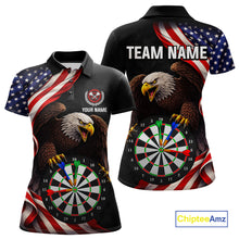 Load image into Gallery viewer, Personalized Eagle American Flag Darts Shirt For Women, Patriotic Darts Team Jersey Polo &amp; 1/4 Zip TDM6114