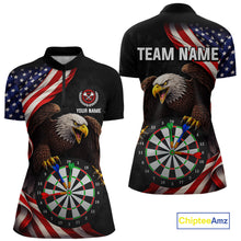 Load image into Gallery viewer, Personalized Eagle American Flag Darts Shirt For Women, Patriotic Darts Team Jersey Polo &amp; 1/4 Zip TDM6114