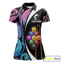 Load image into Gallery viewer, Personalized Tribal 9 Ball Billiard Shirt For Women Custom 9 Ball Pool Team Jersey Polo &amp; 1/4 Zip TDM6128