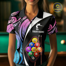 Load image into Gallery viewer, Personalized Tribal 9 Ball Billiard Shirt For Women Custom 9 Ball Pool Team Jersey Polo &amp; 1/4 Zip TDM6128