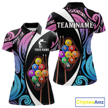 Load image into Gallery viewer, Personalized Tribal 9 Ball Billiard Shirt For Women Custom 9 Ball Pool Team Jersey Polo &amp; 1/4 Zip TDM6128