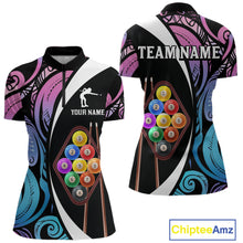 Load image into Gallery viewer, Personalized Tribal 9 Ball Billiard Shirt For Women Custom 9 Ball Pool Team Jersey Polo &amp; 1/4 Zip TDM6128