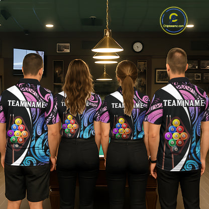 Personalized Tribal 9 Ball Billiard Shirt For Men Custom 9 Ball Pool Team Jersey Polo & 1/4 Zip TDM6128
