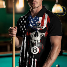 Load image into Gallery viewer, Grunge American Flag Skull 8 Ball Billiard Shirt For Men Custom Patriotic Pool Team Jersey TDM5042