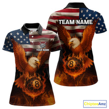 Load image into Gallery viewer, American Flag Eagle Fire 8 Ball Billiard Shirt For Women Custom Patriotic Billiard Pool Team Jersey TDM5087