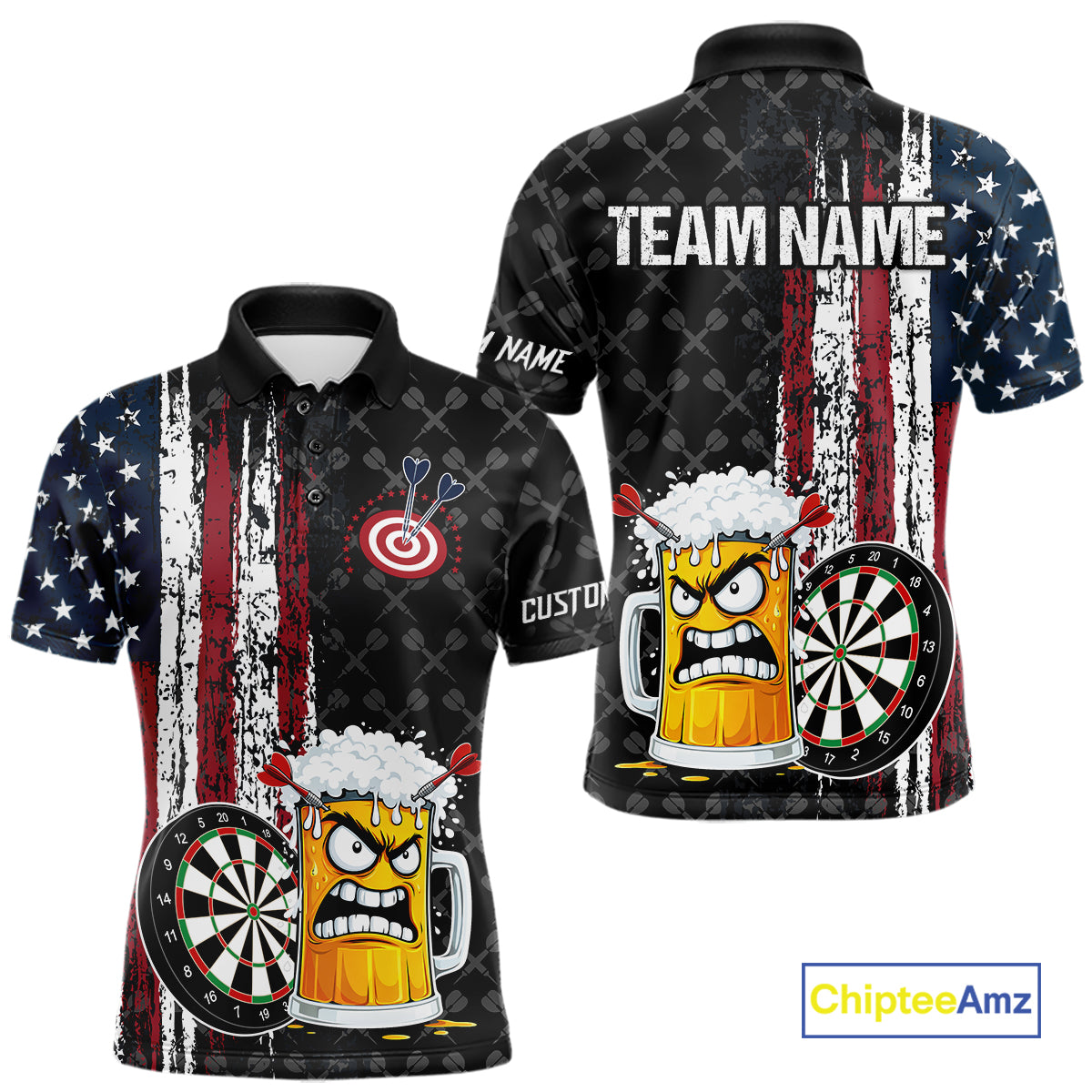 Funny Angry Beer Grunge American Flag Darts Shirt For Men Custom Patriotic Darts Team Jersey TDM5564