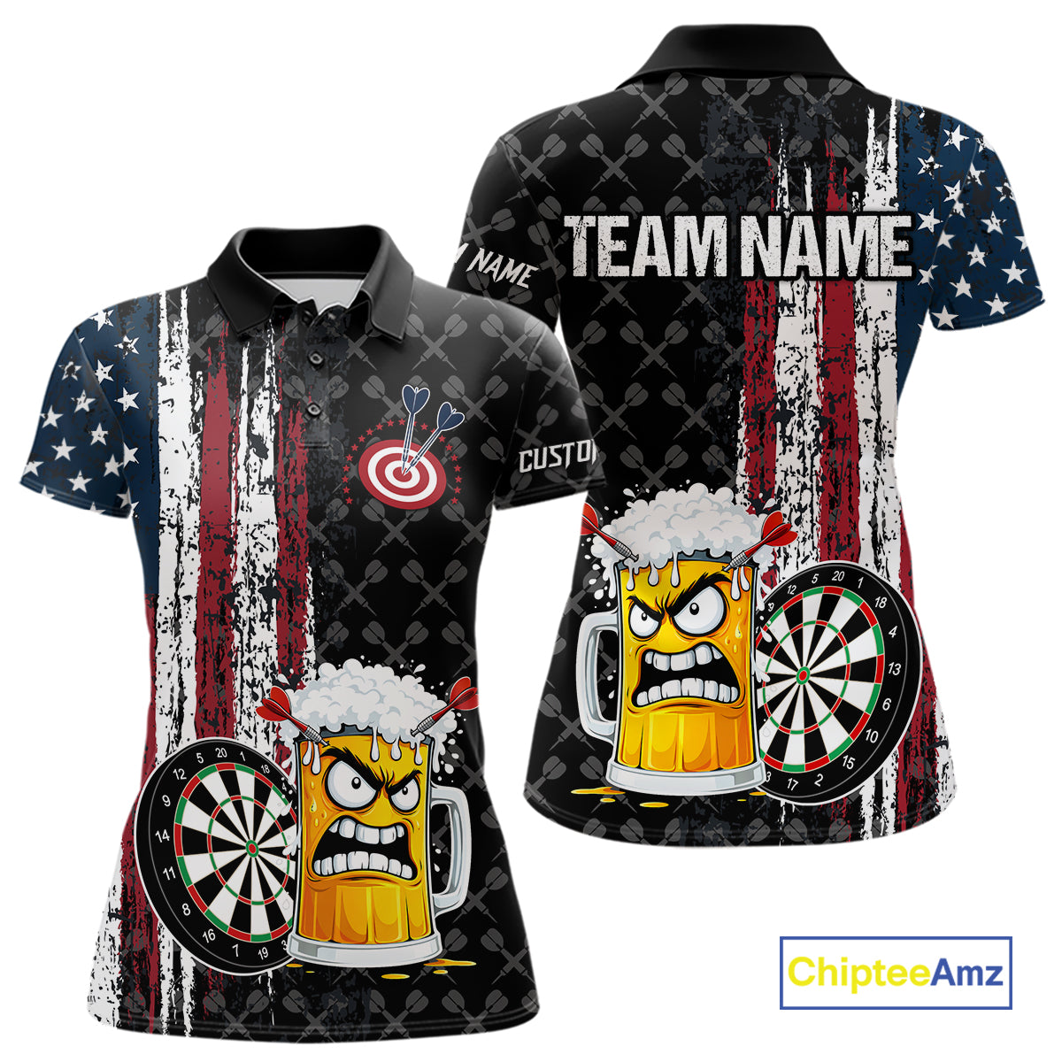 Funny Angry Beer Grunge American Flag Darts Shirt For Women Custom Patriotic Darts Team Jersey TDM5564