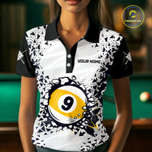 Load image into Gallery viewer, Funny Crack 9 Ball Billiard Polo &amp; 1/4 Zip For Women Custom 9 Ball Pool Team Shirt, Billiard Jersey TDM4897