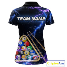 Load image into Gallery viewer, Blue Purple 8 Ball Thunder Lightning Billiard Shirt For Women Custom Pool Team Jersey Polo, 1/4 Zip TDM5982