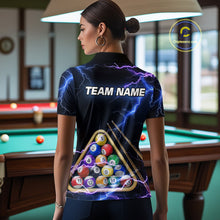 Load image into Gallery viewer, Blue Purple 8 Ball Thunder Lightning Billiard Shirt For Women Custom Pool Team Jersey Polo, 1/4 Zip TDM5982