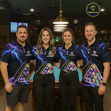 Load image into Gallery viewer, Blue Purple 8 Ball Thunder Lightning Billiard Shirt For Women Custom Pool Team Jersey Polo, 1/4 Zip TDM5982