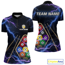 Load image into Gallery viewer, Purple Thunder Lightning 9 Ball Billiard Shirt For Women Custom 9 Ball Team Shirt, Billiards Jerseys TDM5135