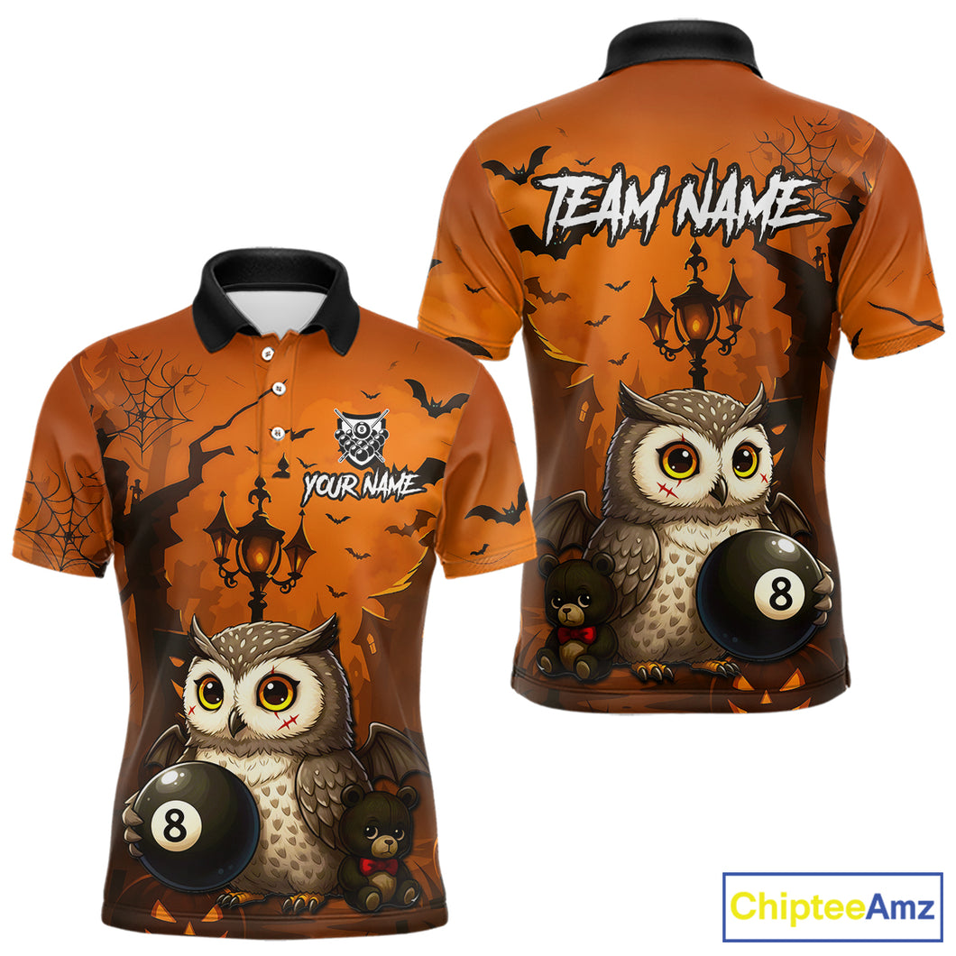 Personalized Funny Owl 8 Ball Pool Halloween Billiard Shirt Custom Pumpkin Billiard Jersey For Men TDM4928