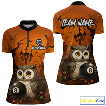 Load image into Gallery viewer, Personalized Funny Owl 8 Ball Pool Halloween Billiard Shirt Custom Pumpkin Billiard Jersey For Women TDM4928