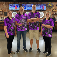 Load image into Gallery viewer, Purple Flaming Wolf Darts Shirt For Men Custom Darts League Jersey Team Polo &amp; Quarter Zip TDM5358