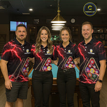 Load image into Gallery viewer, Red 9 Ball Thunder Lightning Billiard Shirts For Women Custom 9 Ball Pool Team Jersey Polo &amp; 1/4 Zip TDM5635