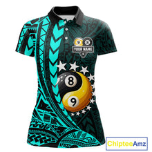 Load image into Gallery viewer, Custom Turquoise Tribal 8 Ball &amp; 9 Ball Yin-Yang Billiard Shirt For Women, Funny Pool Team Jersey TDM5844