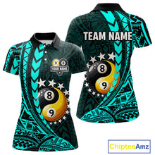 Load image into Gallery viewer, Custom Turquoise Tribal 8 Ball &amp; 9 Ball Yin-Yang Billiard Shirt For Women, Funny Pool Team Jersey TDM5844