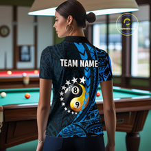 Load image into Gallery viewer, Custom Blue Tribal 8 Ball &amp; 9 Ball Yin And Yang Billiard Shirt For Women, Funny Pool Team Jersey TDM5845