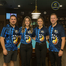 Load image into Gallery viewer, Custom Blue Tribal 8 Ball &amp; 9 Ball Yin And Yang Billiard Shirt For Women, Funny Pool Team Jersey TDM5845