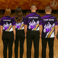 Load image into Gallery viewer, Personalized Purple Strike Ball Bowling Shirt For Women Custom Team Bowling Jersey Polo &amp; 1/4 Zip TDM6245