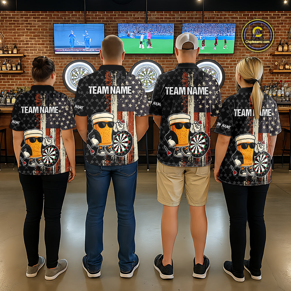 Funny Beer Vintage American Flag Darts Shirt For Women Custom Patriotic Darts Team Jersey TDM5365