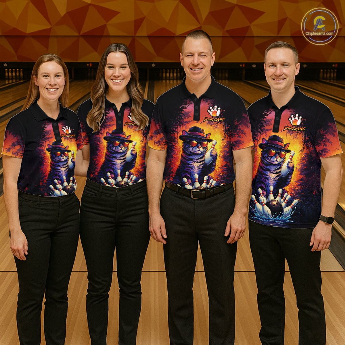 Personalized Vintage Funny Cat Bowling Shirt For Women Custom Bowling Jersey Team Polo & 1/4 Zip TDM5861