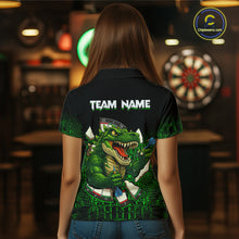Load image into Gallery viewer, Black And Green Funny Sauropod Darts Shirt For Women Custom Darts Jersey Team Polo &amp; 1/4 Zip TDM5917