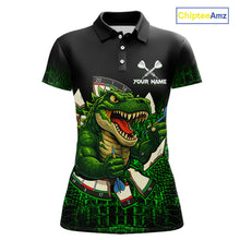 Load image into Gallery viewer, Black And Green Funny Sauropod Darts Shirt For Women Custom Darts Jersey Team Polo &amp; 1/4 Zip TDM5917