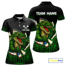 Load image into Gallery viewer, Black And Green Funny Sauropod Darts Shirt For Women Custom Darts Jersey Team Polo &amp; 1/4 Zip TDM5917