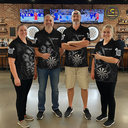 Funny Grim Reaper Smoke Darts Shirt For Women Custom Darts Jersey Team Polo & 1/4 Zip TDM5758