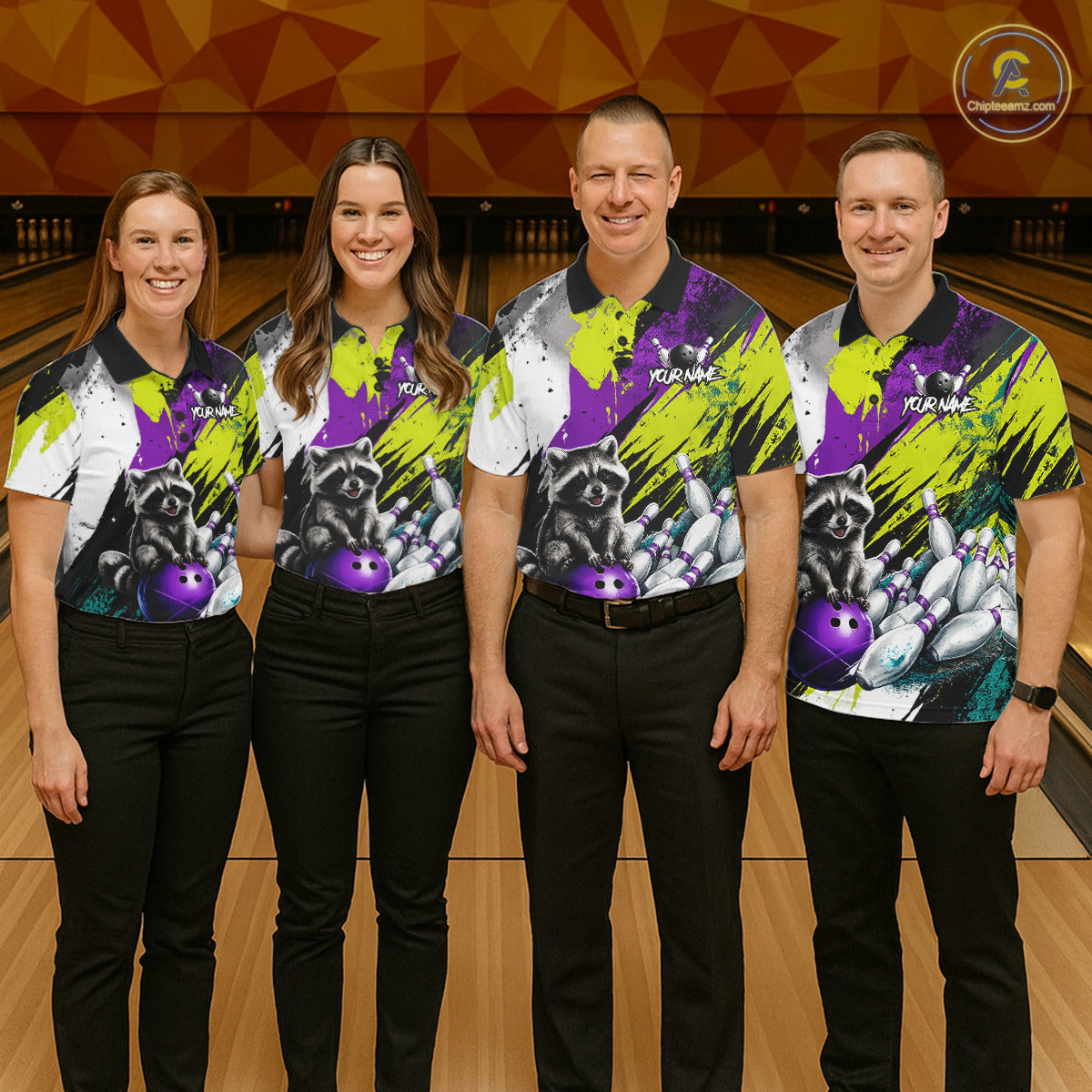 Custom Funny Raccoon Bowling Jersey For Women Custom Bowling Team Shirts Polo & 1/4 Zip, Bowling Gifts TDM6571