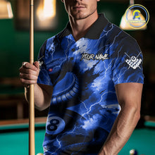 Load image into Gallery viewer, Blue 8 Ball Thunder Lightning Cobra Snake Billiard Shirt For Men Custom Billiard League Pool Jersey TDM4839