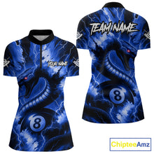 Load image into Gallery viewer, Blue 8 Ball Thunder Lightning Cobra Snake Billiard Shirt For Women Custom Billiard League Pool Jersey TDM4839