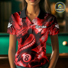 Load image into Gallery viewer, Red 8 Ball Thunder Lightning Cobra Snake Billiard Shirt For Women Custom Billiard League Pool Jersey TDM4840