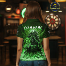 Load image into Gallery viewer, Personalized Green Grim Reaper Darts Jersey For Women Custom Skull Darts Team Polo &amp; Quarter Zip  TDM5060